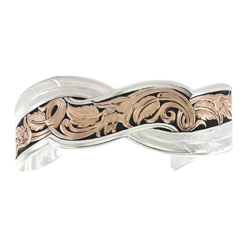 Montana Silversmiths Two Tone Sweeping Leather Cuff Bracelet