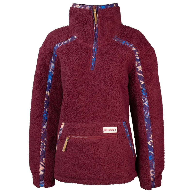 Hooey Women's Sherpa Pullover - Pink w/Purple Aztec