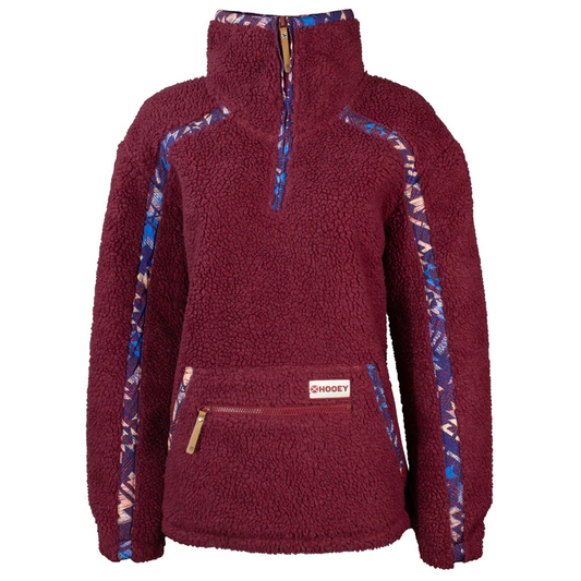 Hooey Women's Sherpa Pullover - Pink w/Purple Aztec