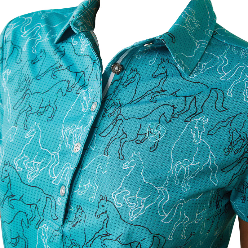 Ariat Women's Motif Polo Shirt - Viridian Green Mirror Print