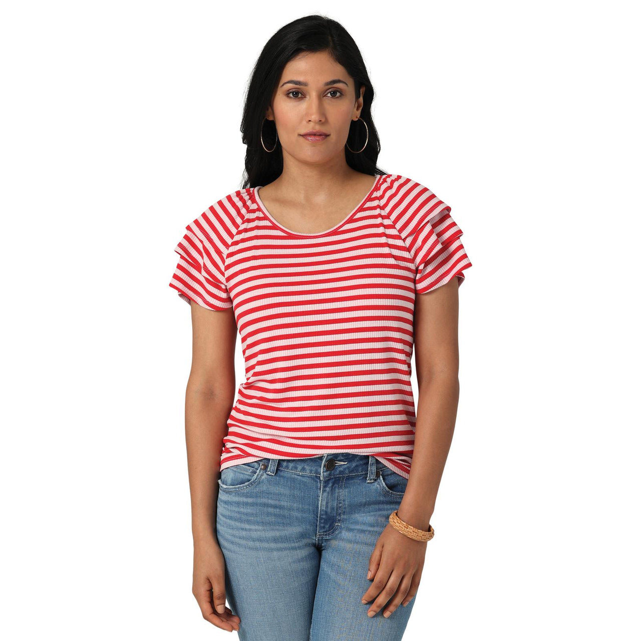 Wrangler Womens Essential Knit Shirt - Red/White