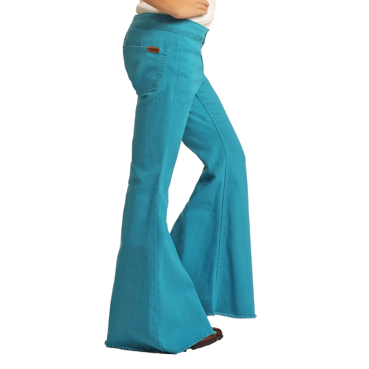 Rock & Roll Girl's Teal Button Bell Jeans