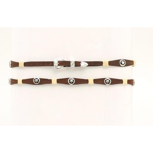 Genuine Leather Scalloped Hat Band - Medium Brown