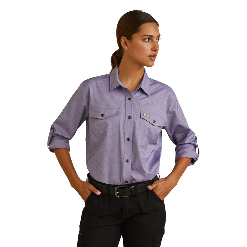 Ariat Women's Rebar Made Tough VentTEK DuraStretch Work Shirt - Corsican Blue Heather