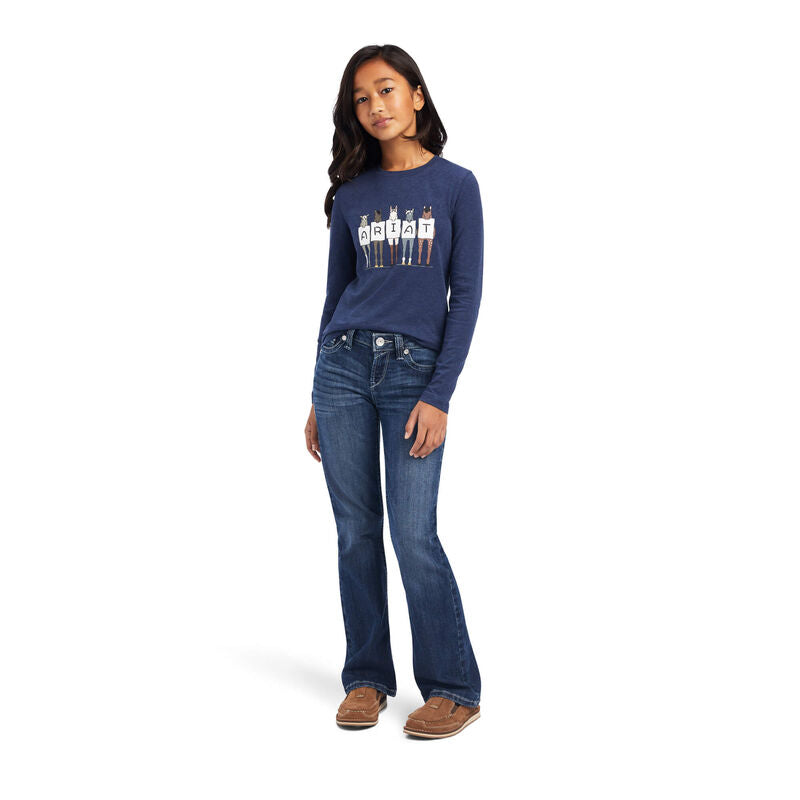 Ariat Youth Fan Club LS T-Shirt Navy Heather