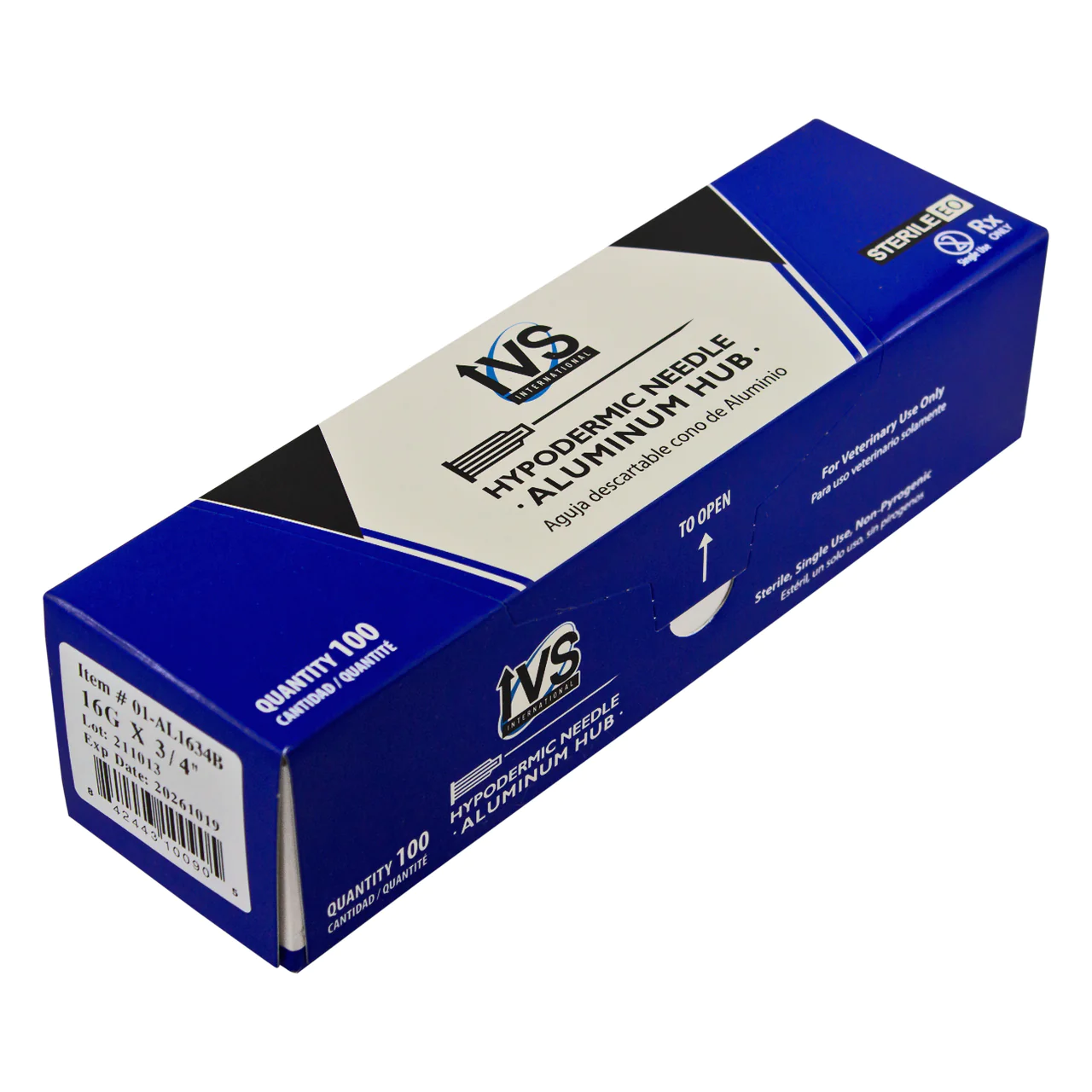 IVS Aluminum Hub Needle (100pk) - 16g x 3/4"