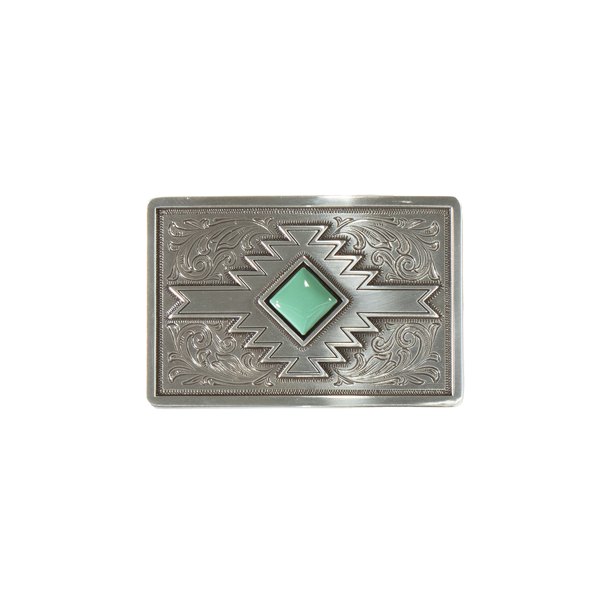 Blazin Roxx Womens Rectangle Buckle - Square Diamond Turquoise Southwest