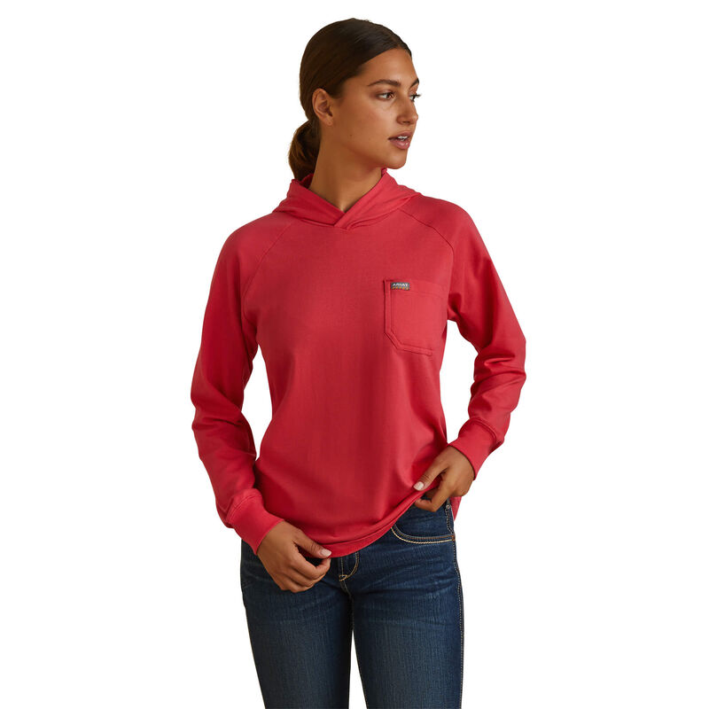 Ariat Womens Rebar Cotton Strong Hooded T-Shirt  Teaberry
