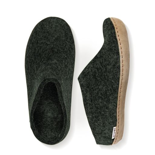 Glerups Slip On Leather Sole Shoes - Forest