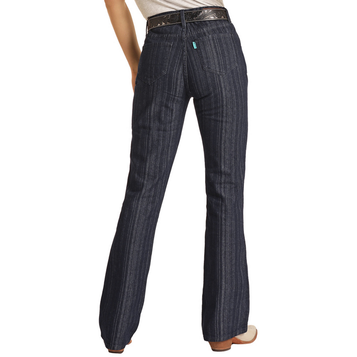Hooey Women's Jaquard Stripe High Rise Bootcut Jeans - Medium Wash - Irvine Tack & Western Wear