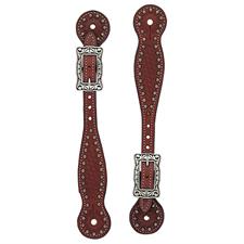 Weaver Basketweave Bridle Leather Spur Straps, Thin