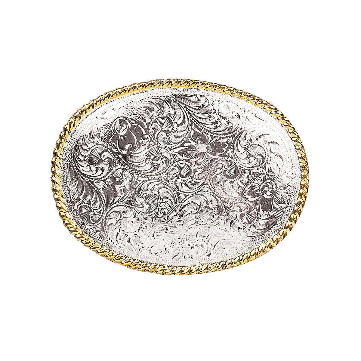 Nocona Men's Engraved Oval Buckle - Floral Scrolled