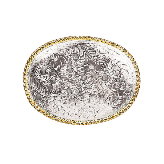 Nocona Men's Engraved Oval Buckle - Floral Scrolled