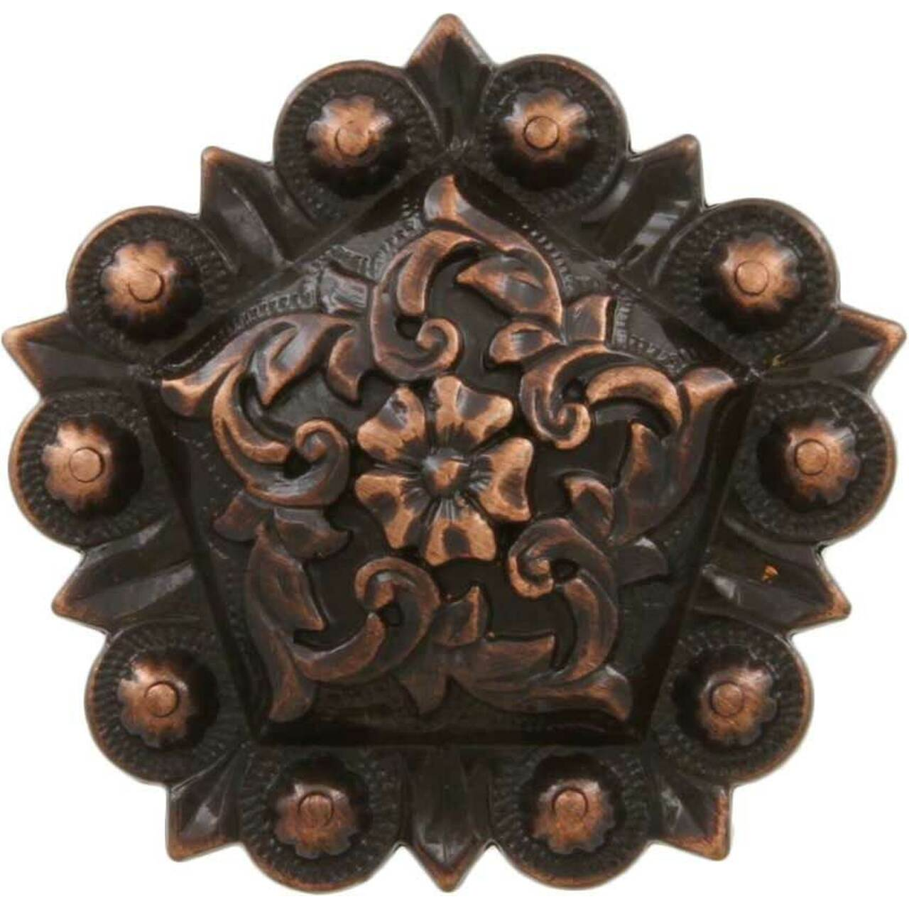 1 1/2"  Copper Floral Pentagon Concho