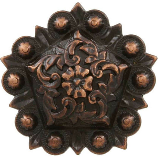 1 1/2"  Copper Floral Pentagon Concho