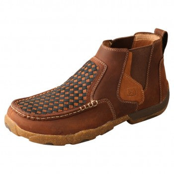 Twisted X Men's 4" Chelsea Driving Moc - Woven Multi & Oiled Saddle