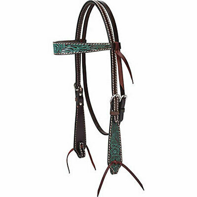 Weaver Leather Turquoise Cross Carved Flower 5/8" Browband Headstall