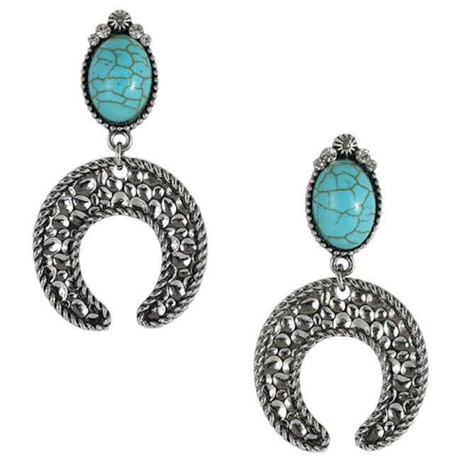 Earrings Hammered Naja Charm w/ Faux Turquoise