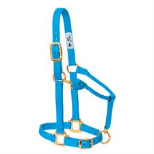 Classib Western Raw Leather Halter With Carabiner Hook - Blue