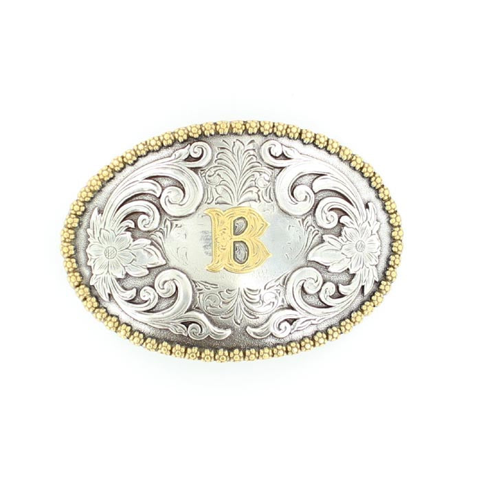Nocona Men's Antique Scrolled Initial Buckle - Oval - Irvine Tack & Western Wear