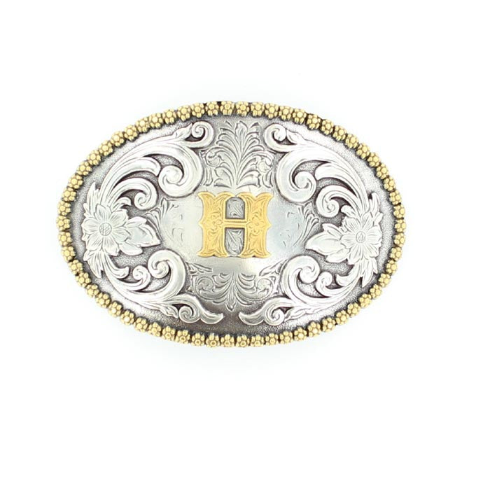 Nocona Men's Antique Scrolled Initial Buckle - Oval