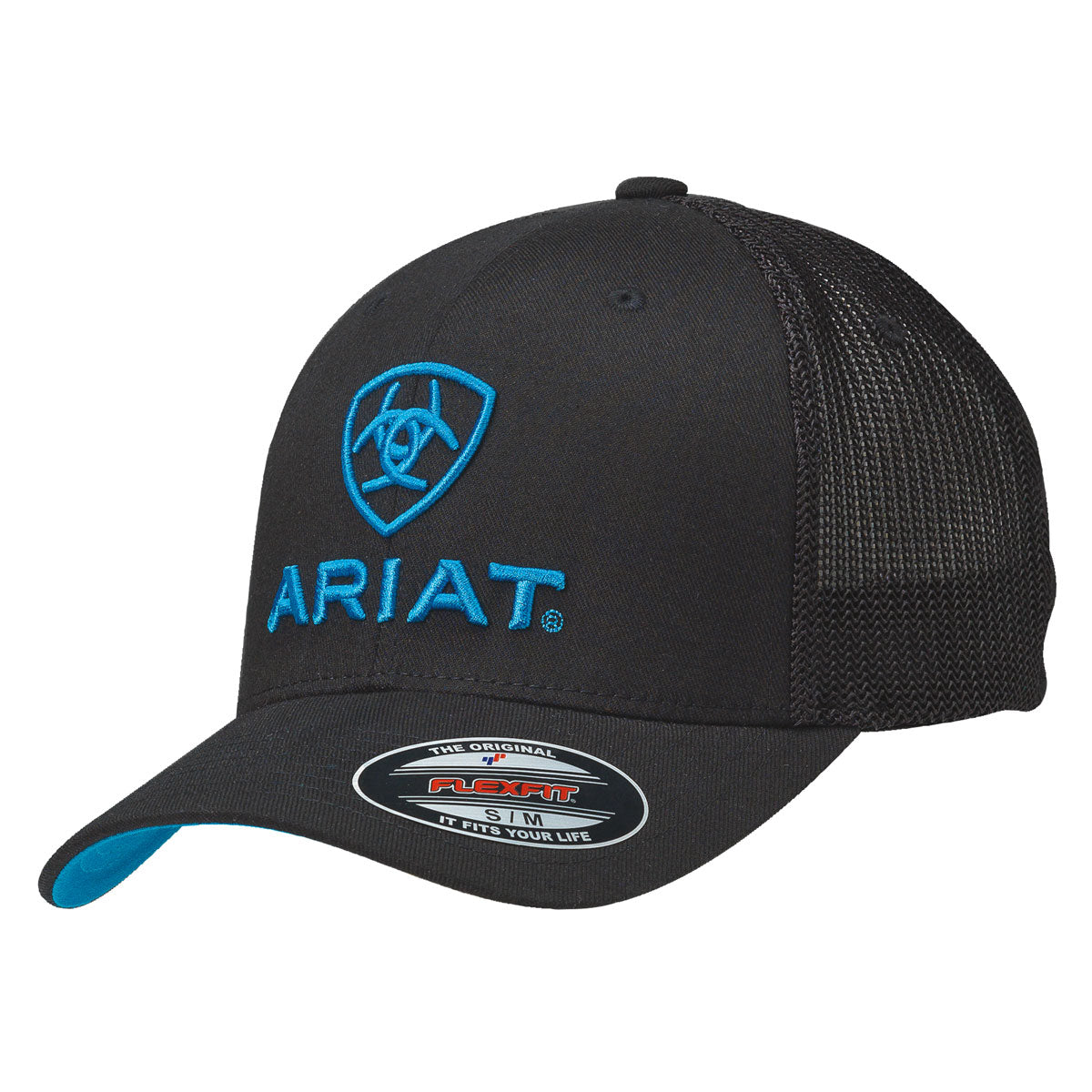 Ariat Men's Half Mesh FlexFit Cap - Black/Blue