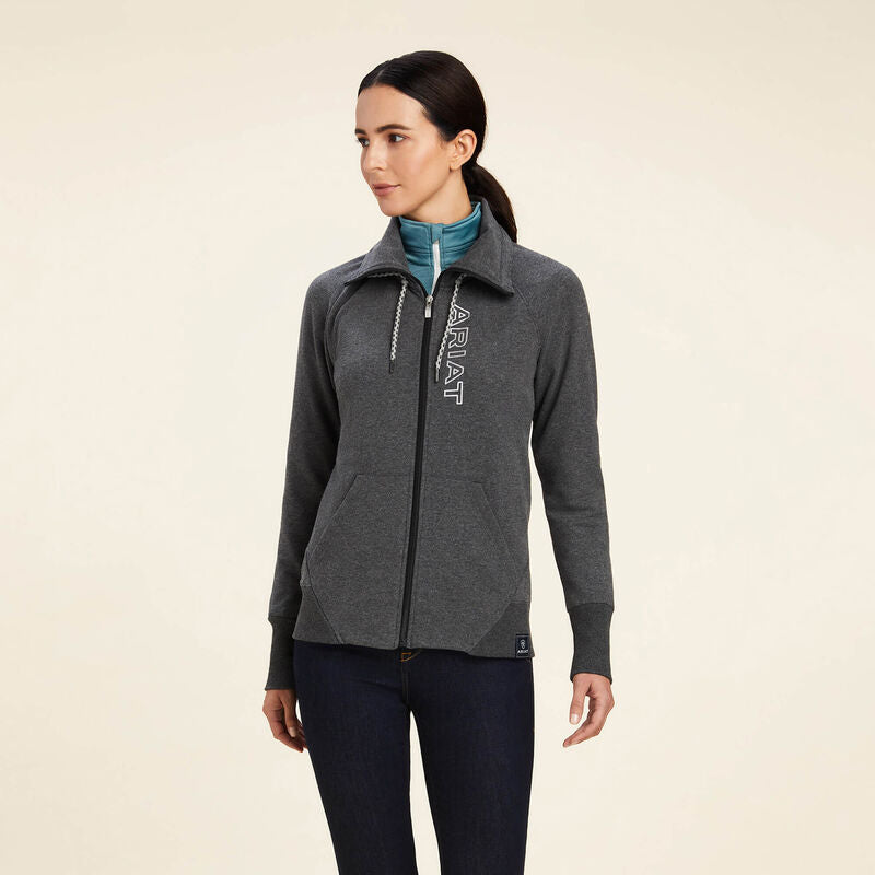 Ariat Womens Team Logo Full Zip Sweatshirt - Charcoal Grey