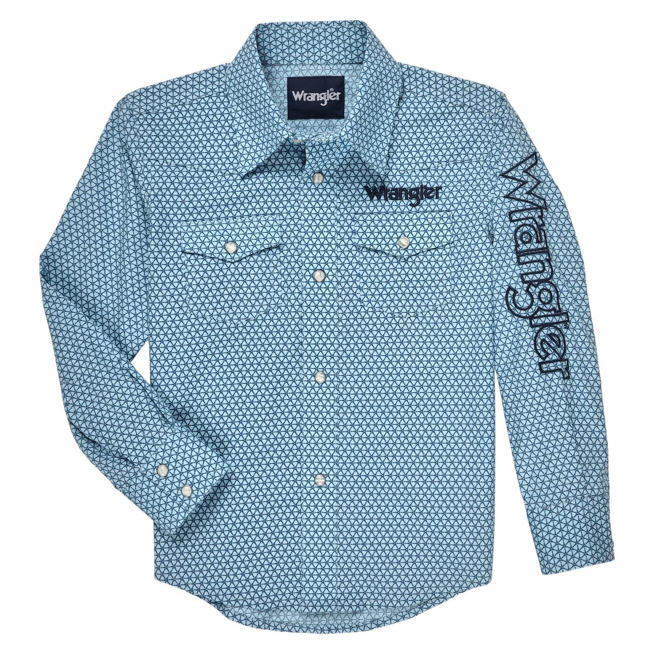 Wrangler Boys Logo Long Sleeve Shirt - Blue