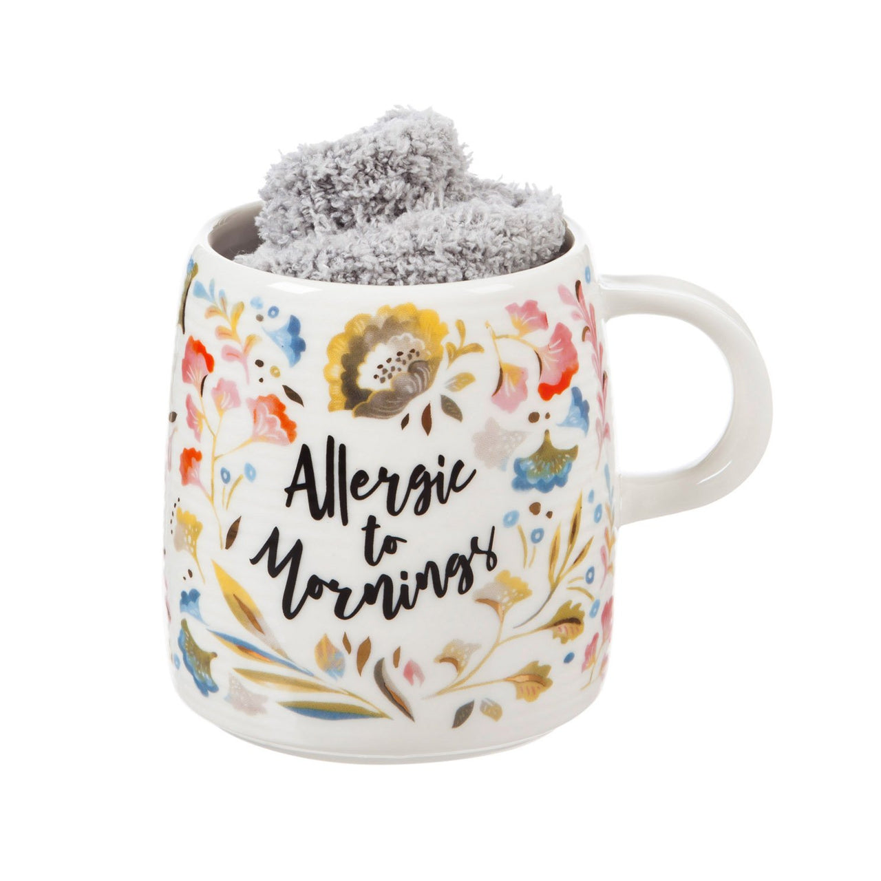 Ceramic Cup and Sock Gift Set 12 oz Allergic to Mornings