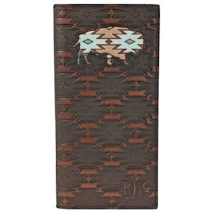 Red Dirt Mens Rodeo Wallet Southwest Print Buffalo Inlay - Irvine Tack &amp; Western Wear