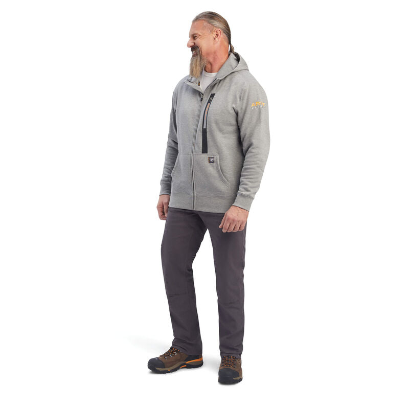 Ariat Mens Rebar Workman Full Zip Hoodie  Heather Grey