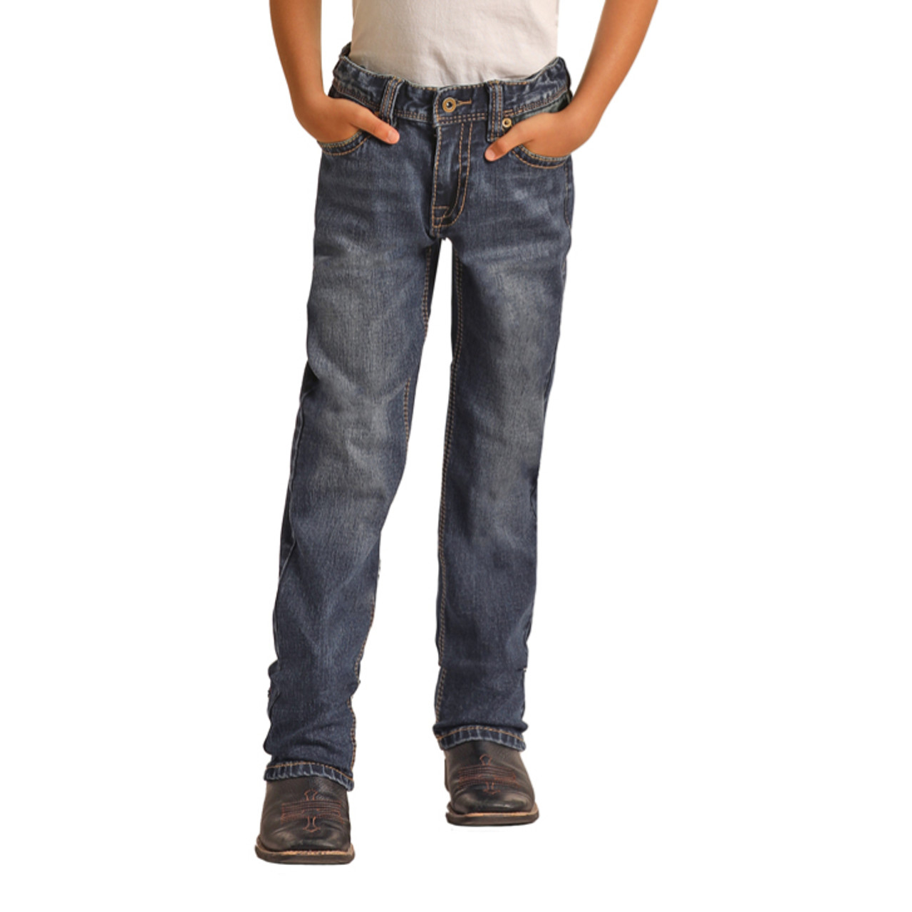 Hooey Boys Slim Fit Stretch Straight Bootcut Jeans - Medium Vintage