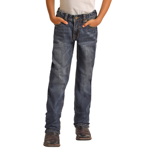 Hooey Boys Slim Fit Stretch Straight Bootcut Jeans - Medium Vintage