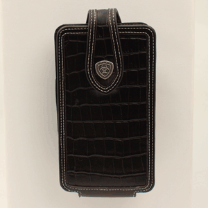 Ariat Leather Shield Concho Cell Phone Case - Brown Crocodile Print