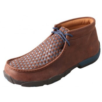 Twisted X Mens Driving Moc D Toe  Brown/Blue Check