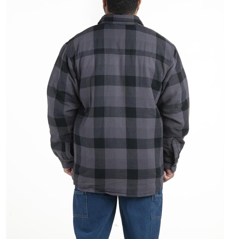 Berne Mens Flannel Shirt Jacket  Plaid Slate