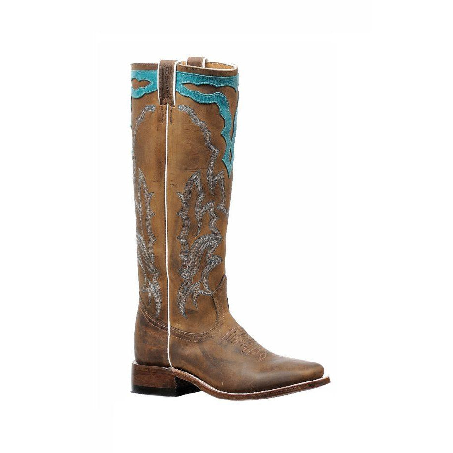 Boulet Women's Wide Square Toe Western Boots - Hillbilly Golden/West Turquesa
