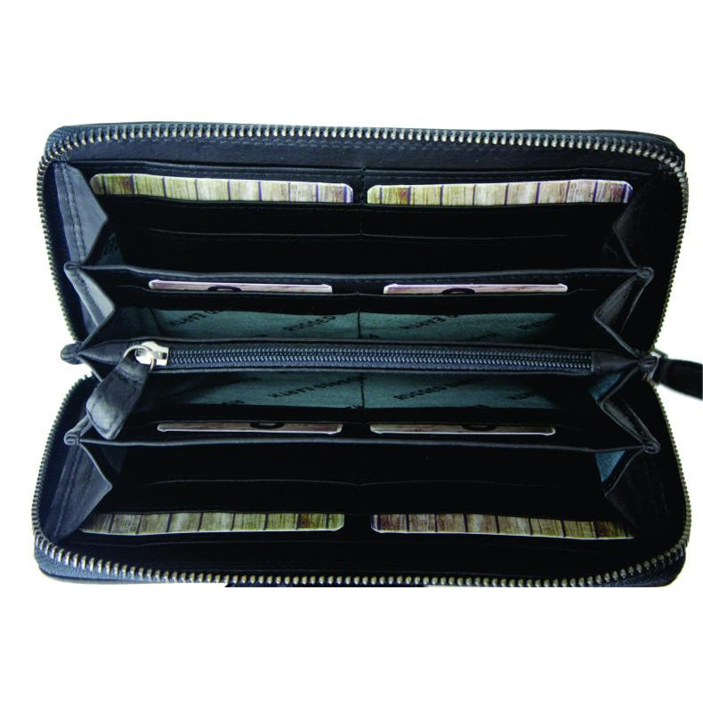 Rugged Earth Leather Zippered Wallet  Black