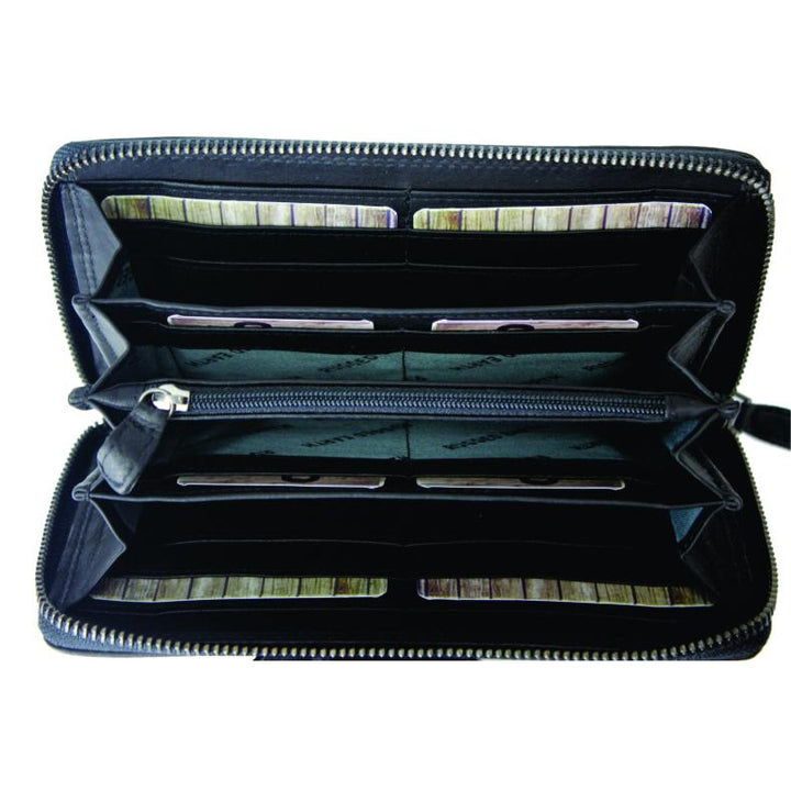 Rugged Earth Leather Zippered Wallet  Black