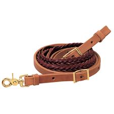 Weaver Harness and Latigo Leather 5-Plait Roper Rein, 3/4"x7' - Russet
