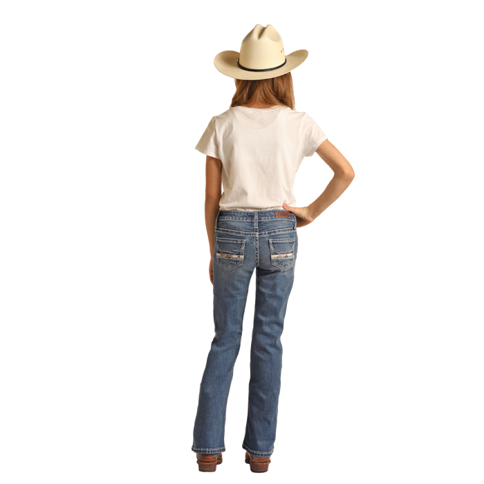 Rock & Roll Girls Cowhide Embroidered Bootcut Jeans - Medium Vintage