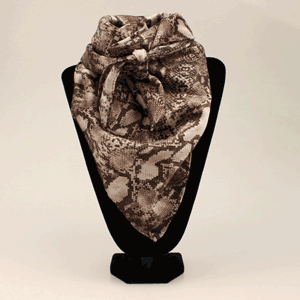 M&amp;F 33x33 Silk Snakeskin Print Wild Rag - Grey/Black