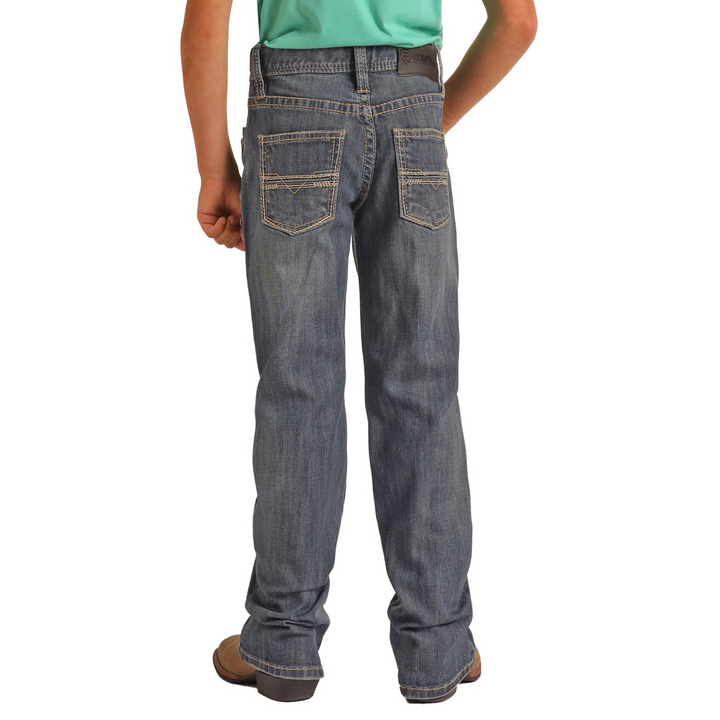 Rock &amp; Roll Boys Relaxed Tapered Bootcut Jeans - Medium Vintage