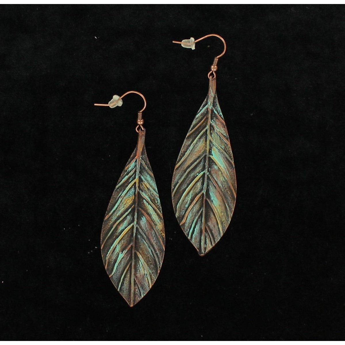 Blazin Roxx Feather Earrings - Copper Patina