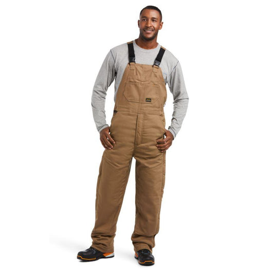 Ariat Men's Rebar DuraCanvas Stretch Insulated Bib Overalls - Field Khaki