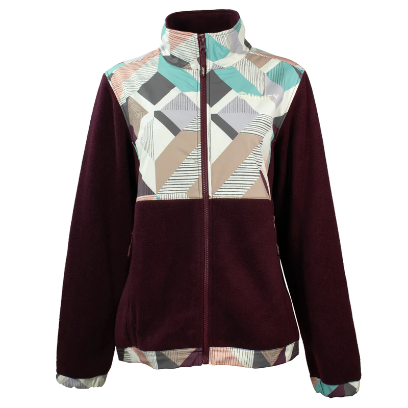 Hooey Women's Tech Fleece Jacket - Burgundy w/Multi