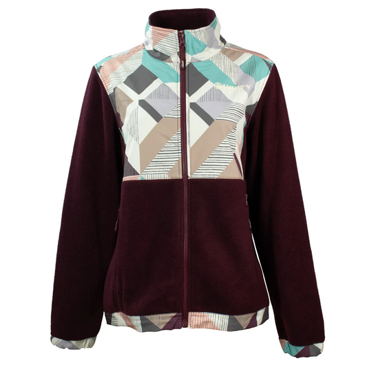 Hooey Women's Tech Fleece Jacket - Burgundy w/Multi