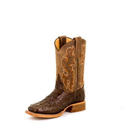 Horse Power Youth Western Boot - Chocolate Nile Croc Print