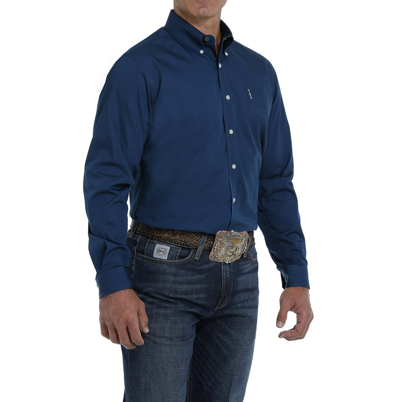 Cinch Mens LS Solid Modern Western Shirt - Blue