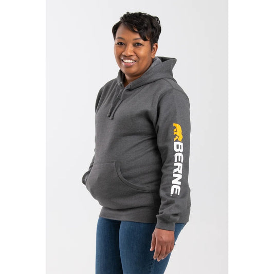Berne Women's Signature Sleeve Hooded Pullover Sweatshirt - Graphite